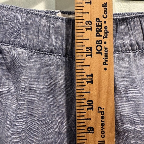 Cynthia Rowley 100% Linen Pants Medium Blue Chambray Ankle Wide Leg Lightweight - Picture 14 of 16